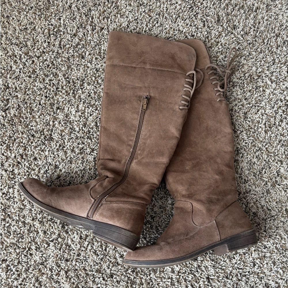 Madden Girl fold over knee high boots